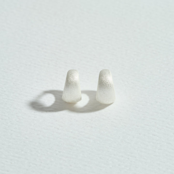 Brushed Silver Chunky Huggie Hoops
