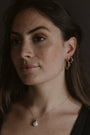 Chalcedony Lichen Branch Gold Large Hoops