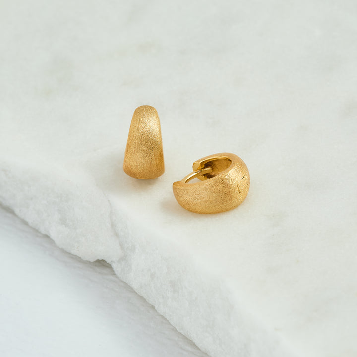 Brushed Gold Chunky Huggie Hoops

