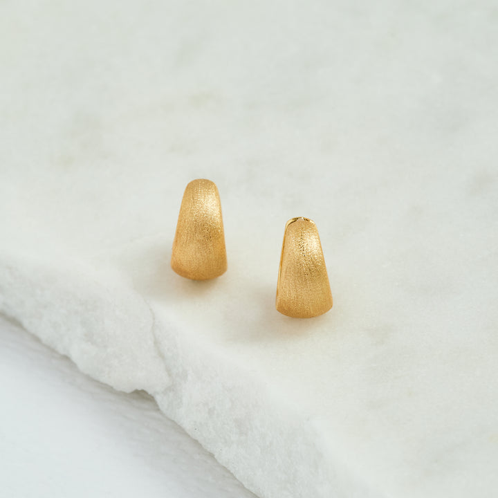 Brushed Gold Chunky Huggie Hoops