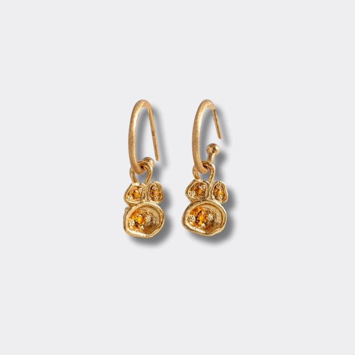 Citrine Gold Lichen Hoop Earrings