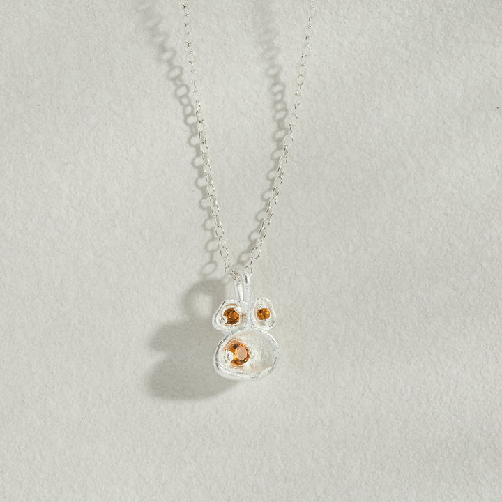 Citrine Silver Lichen Pendant Necklace