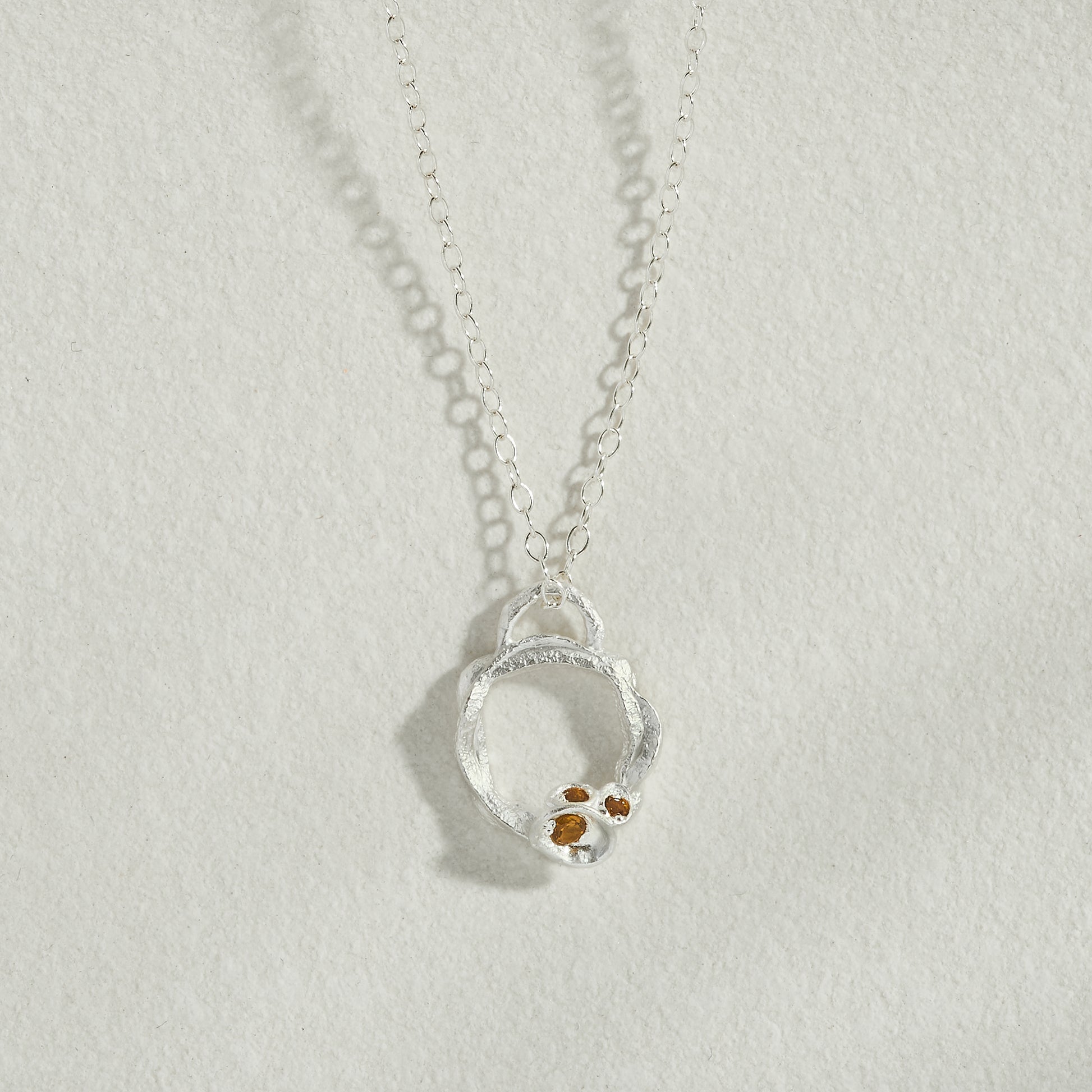 Citrine Silver Circle Necklace (Small)