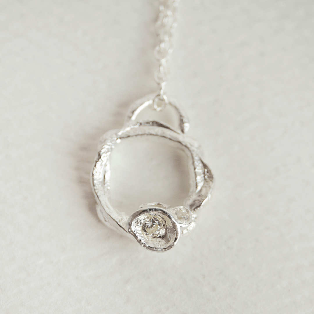 Lab Grown Diamond Silver Eternity Necklace - Small