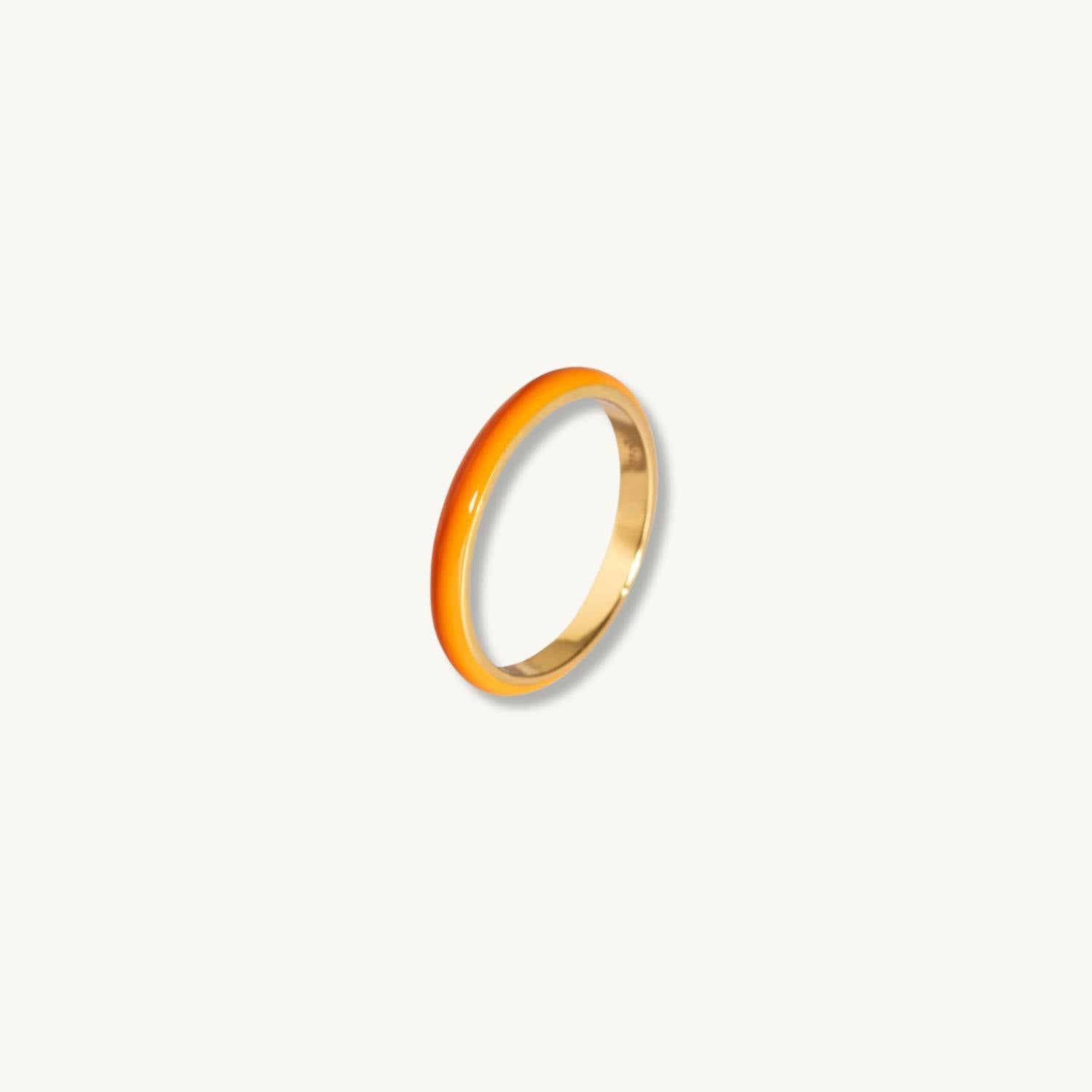 Coral Enamel Stacking Ring