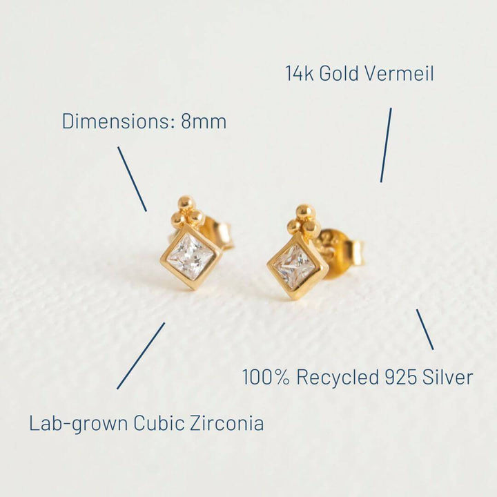 Sparkly Diamond-Shaped Mini Studs - Gold