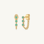 Emerald 9ct Solid Gold Chain Stud Earrings