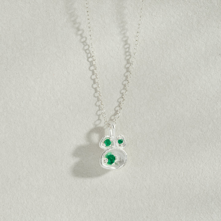 Emerald Silver Lichen Pendant Necklace