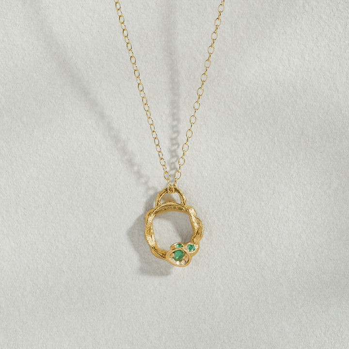 Emerald Gold Circle Necklace (Small)
