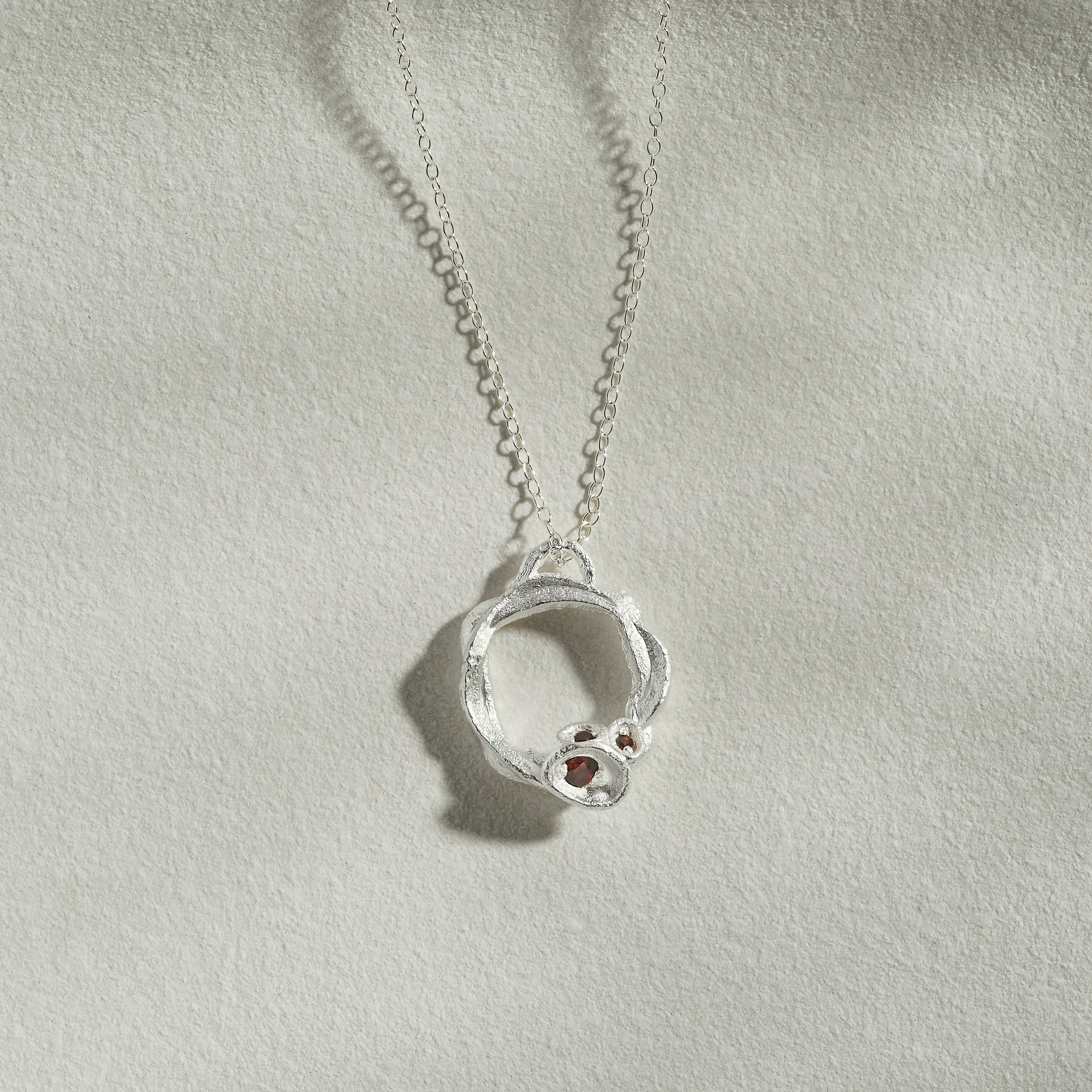 Silver Large Lichen Birthstone Necklace Collection