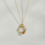 Garnet Gold Circle Necklace (Small)