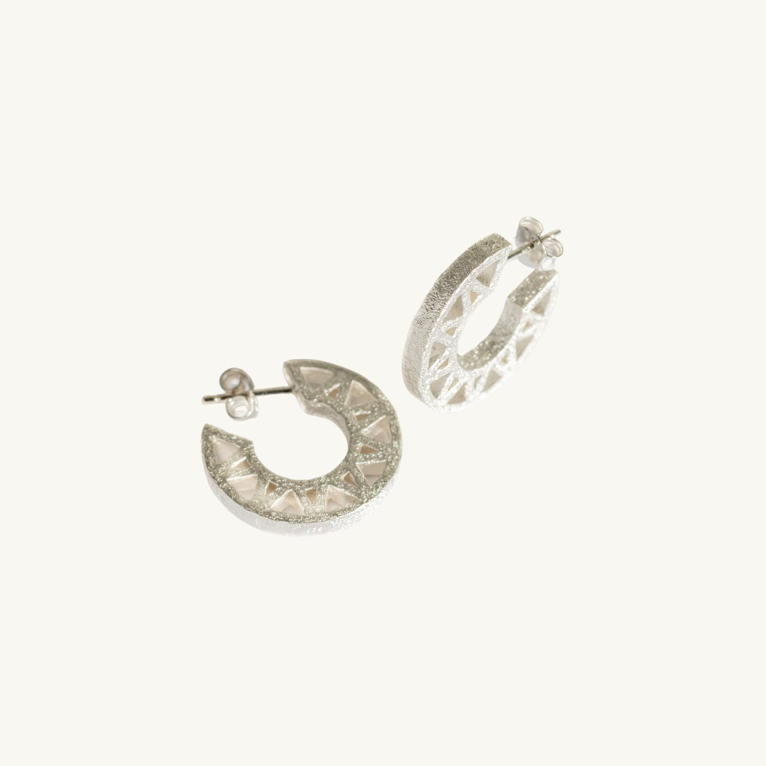 Geometric Silver Hoop Earrings