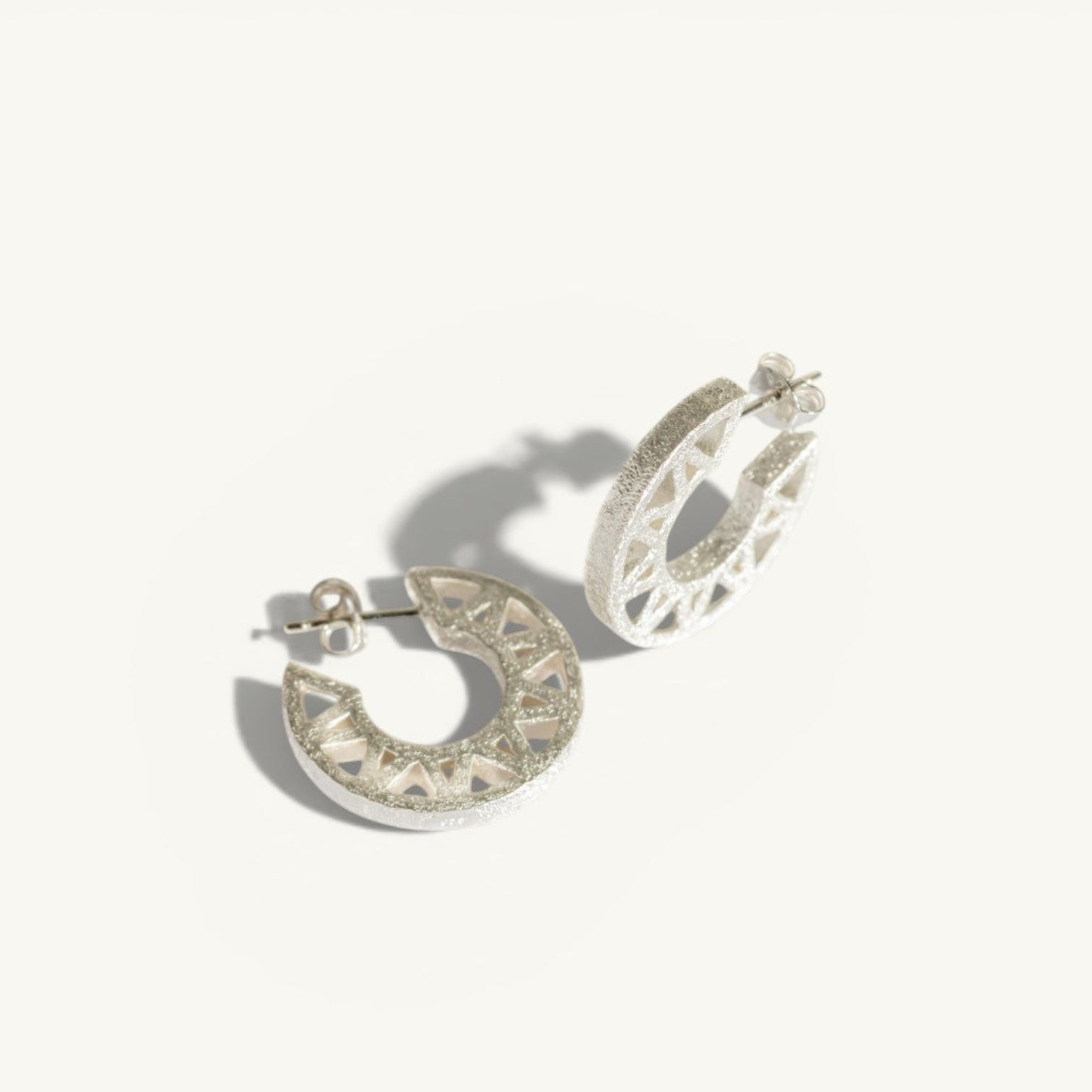 Geometric Silver Hoop Earrings