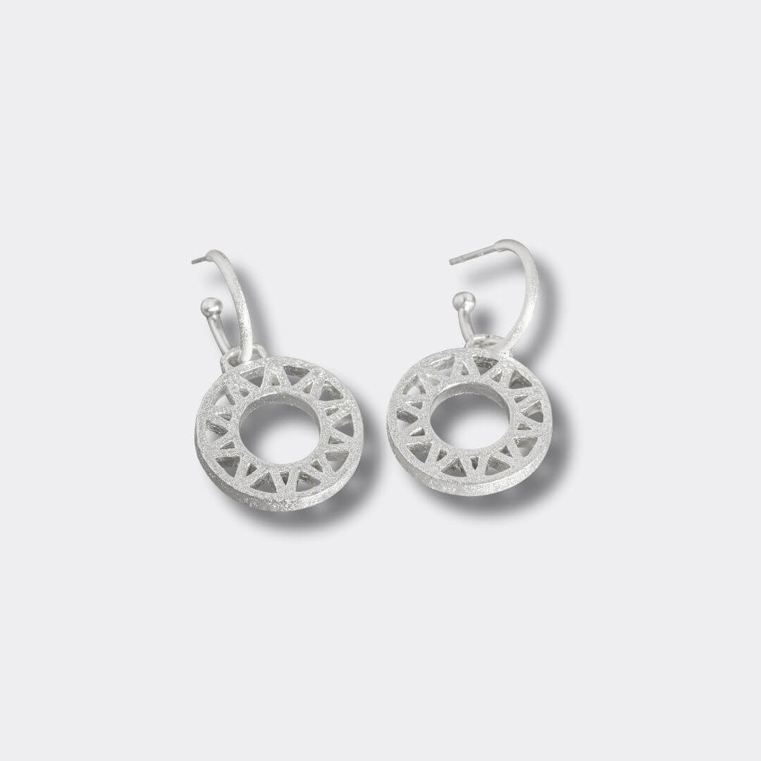 Geometric Statement Silver Hoop Earrings