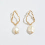 Gold Pearl Branch Drop Earrings