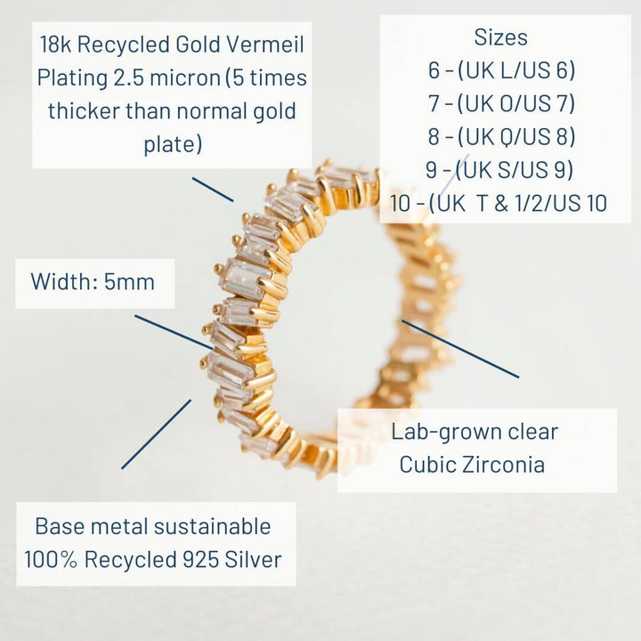 Gold Sparkly Eternity Ring Size Details 