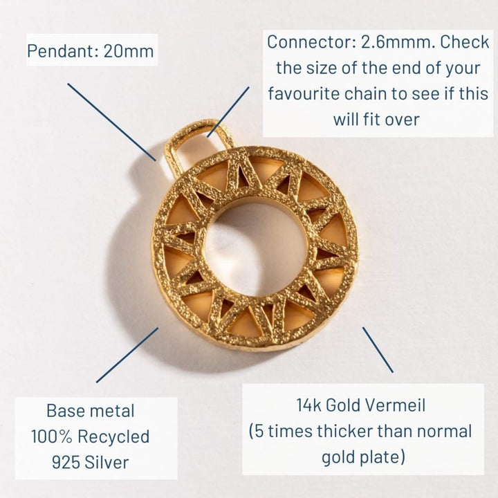 Geometric Disc Pendant - Gold(Pendant Only No Chain)
