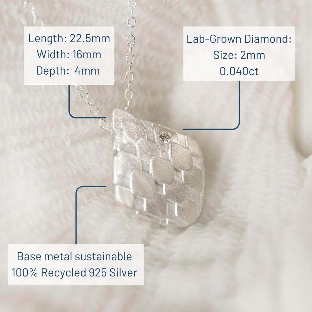 Lab Grown Diamond Necklace Silver Dimension
