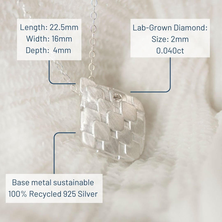 Lab Grown Diamond Necklace Silver Dimension
