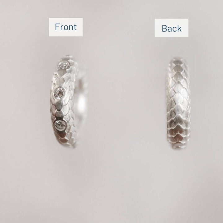 Lab Grown Diamond Silver Reversible Huggie Hoop Earrings