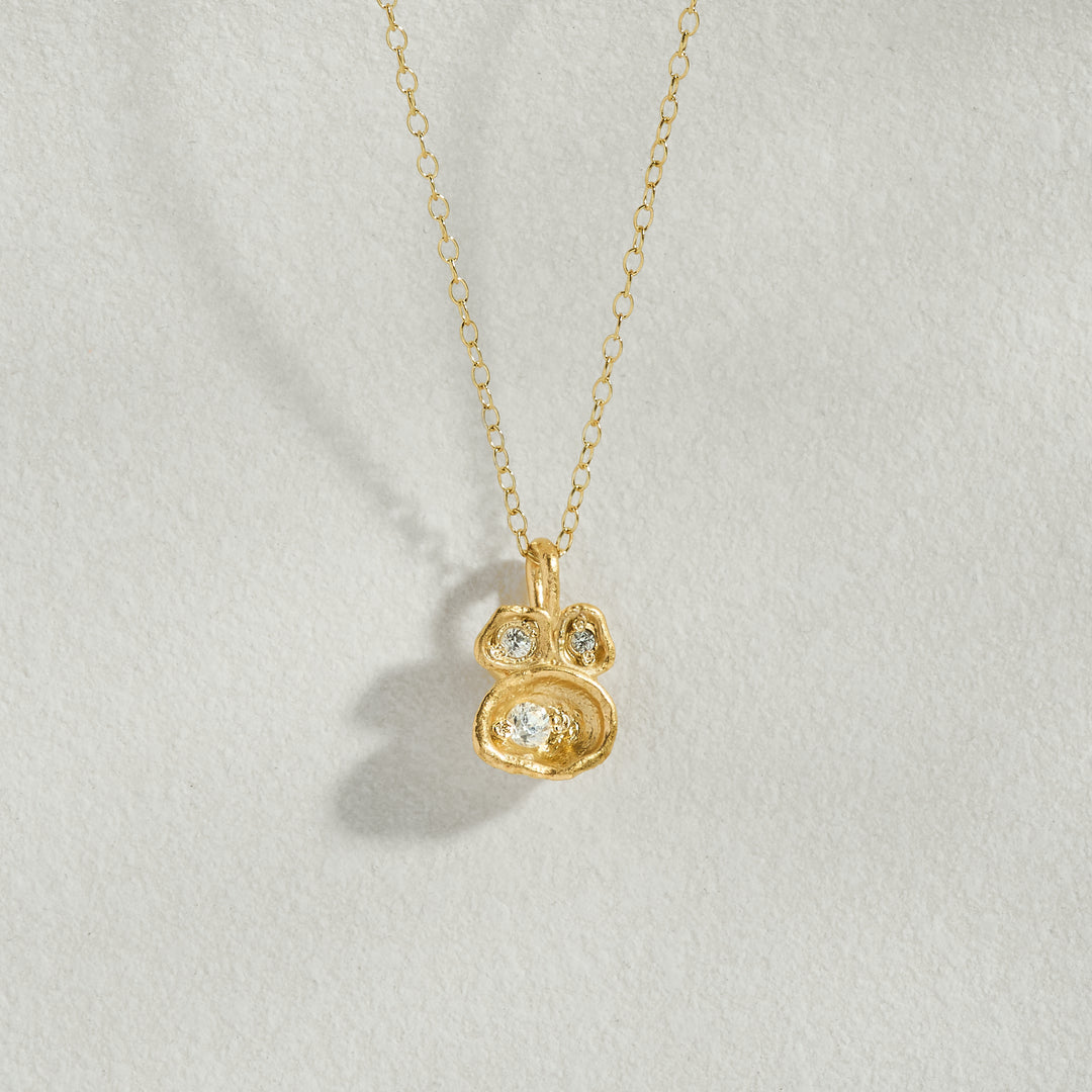Lab-Grown Diamond Lichen Pendant Gold Necklace