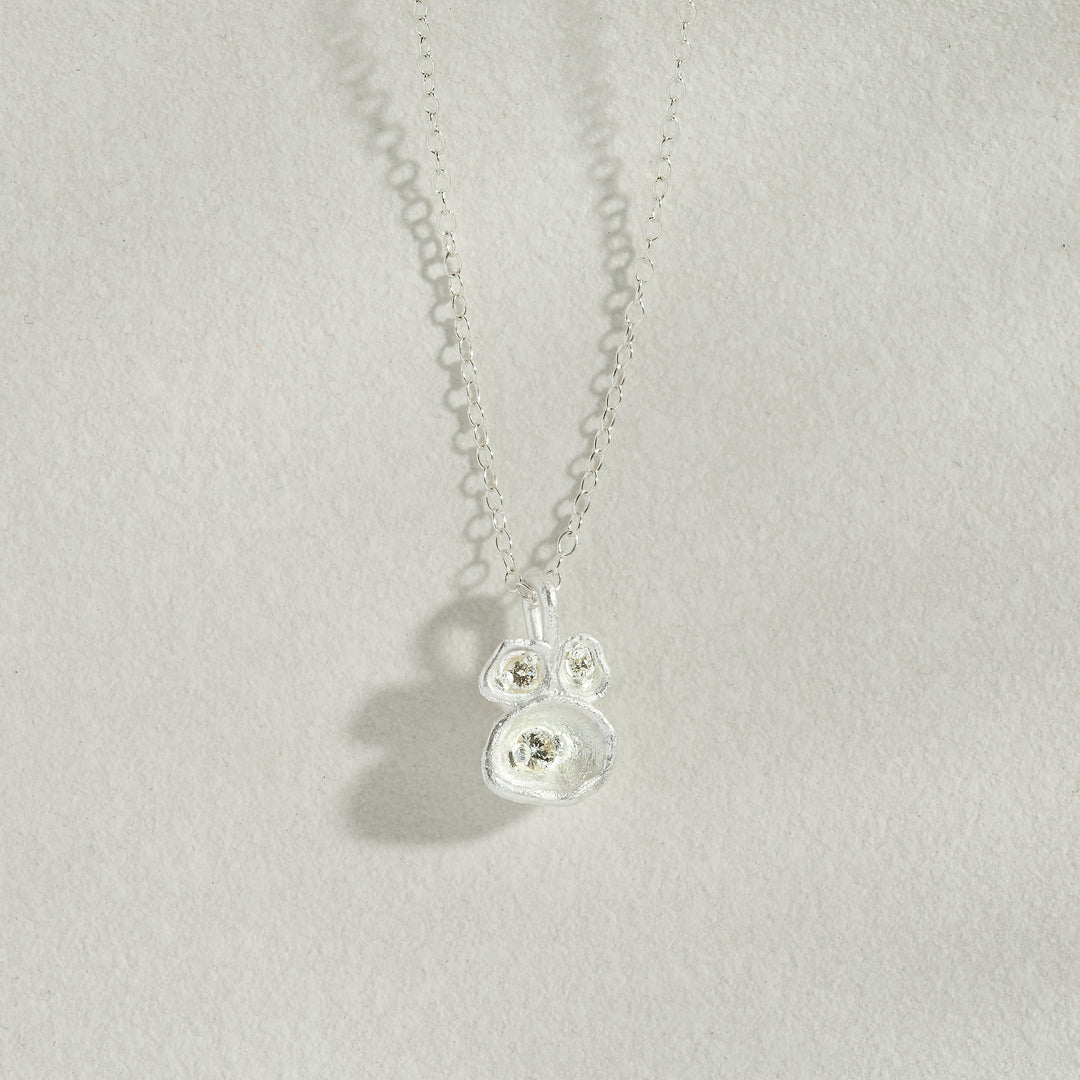 Lab-Grown Diamond Lichen Pendant Silver Necklace