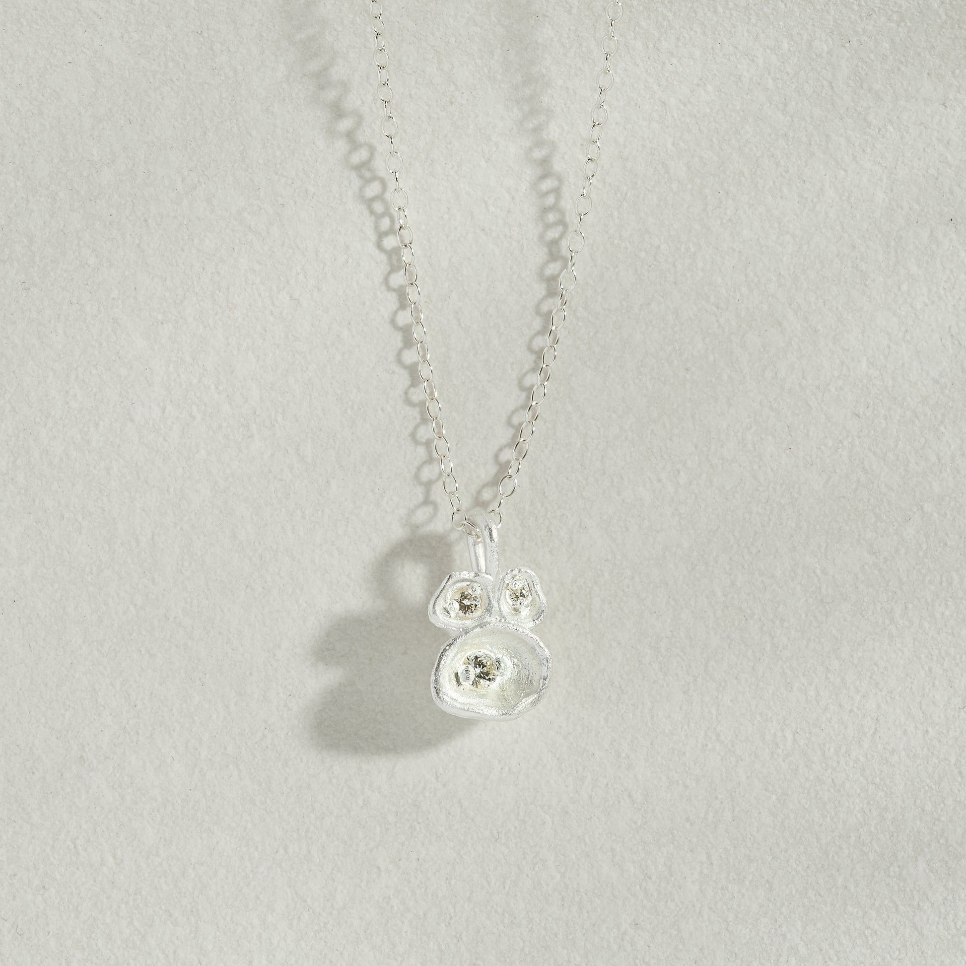 Lab-Grown Diamond Lichen Pendant Silver Necklace