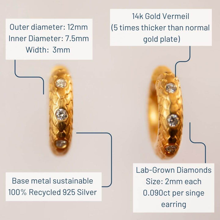 Lab Grown Diamond Gold Vermeil Huggie Hoop Earrings