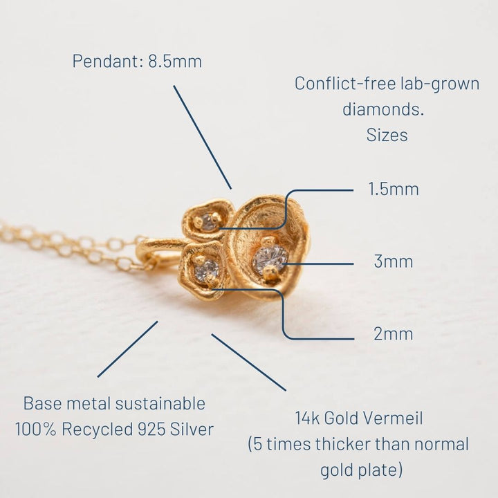 Lab Grown Diamond Drop Pendant Necklace - Gold