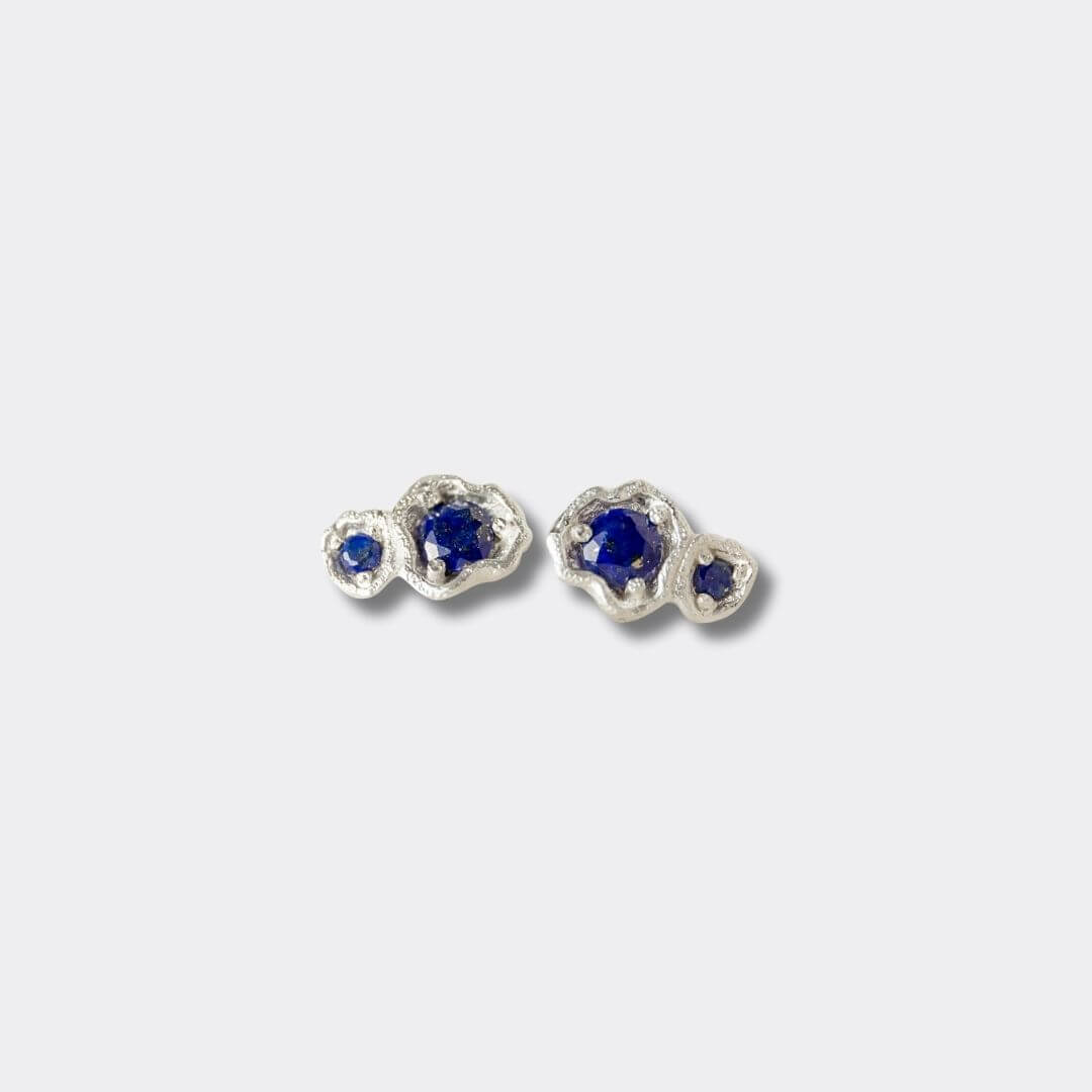 Lapis Lazuli Silver Climber Stud Earrings