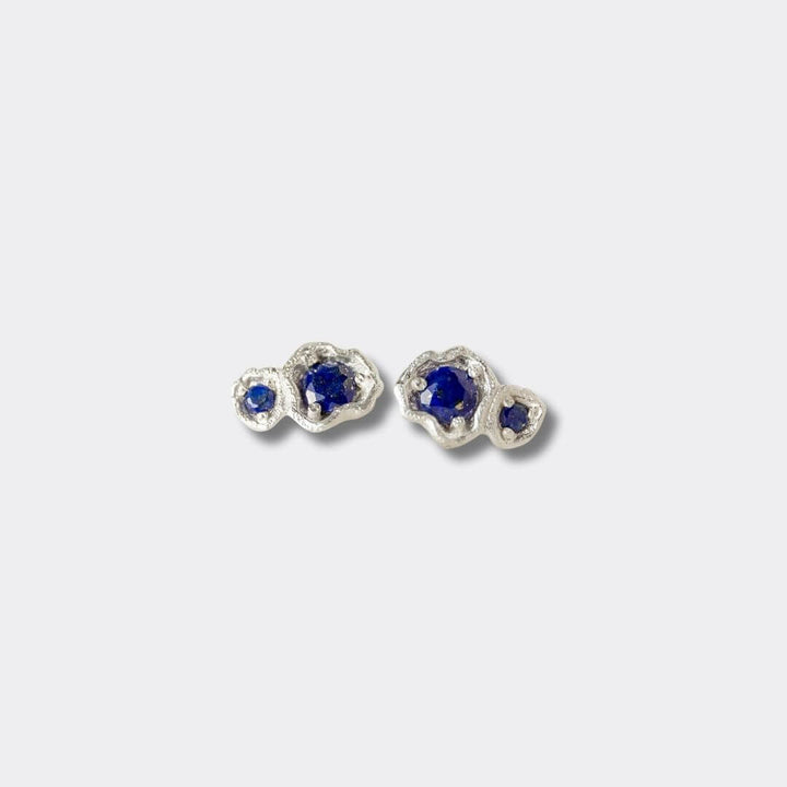 Lapis Lazuli Silver Climber Stud Earrings