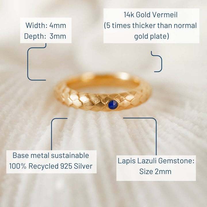 Lapis Lazuli Gold Art Deco Ring