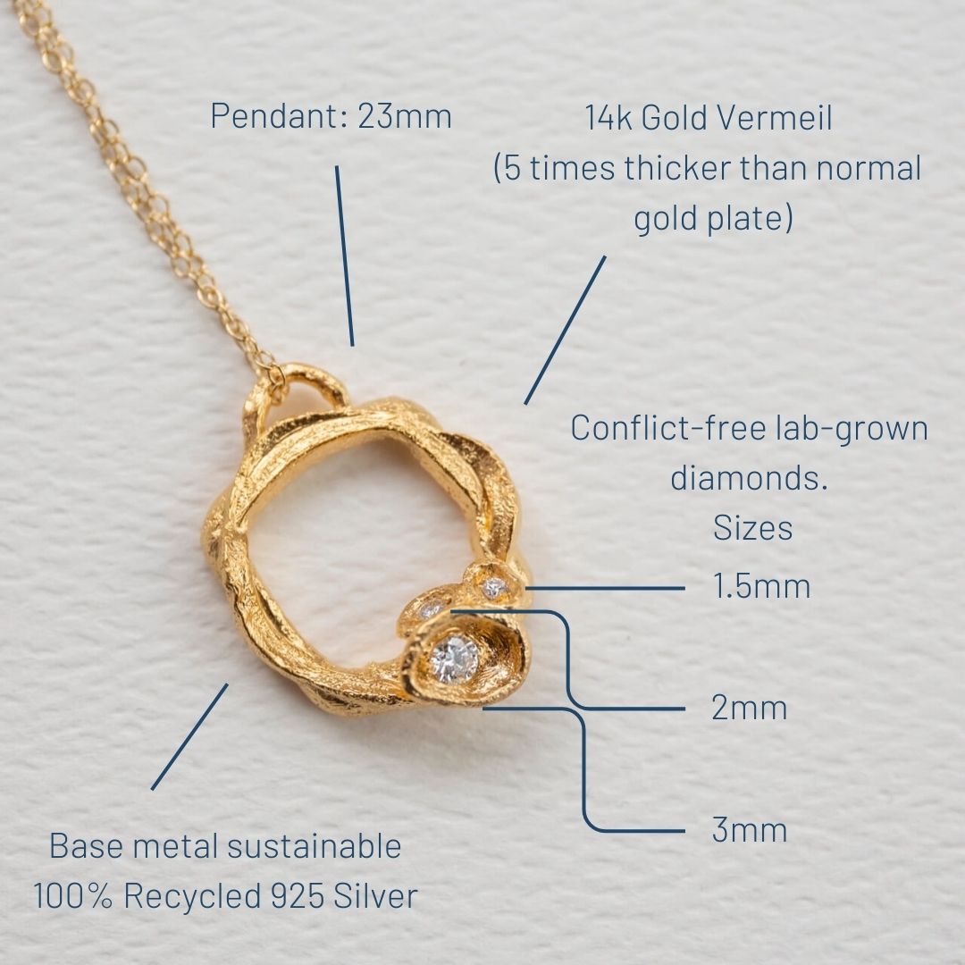 Lab-Grown Diamond Gold Branch Circle Necklace - Large