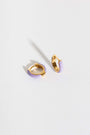 Lavender Enamel Gold Huggie Earrings