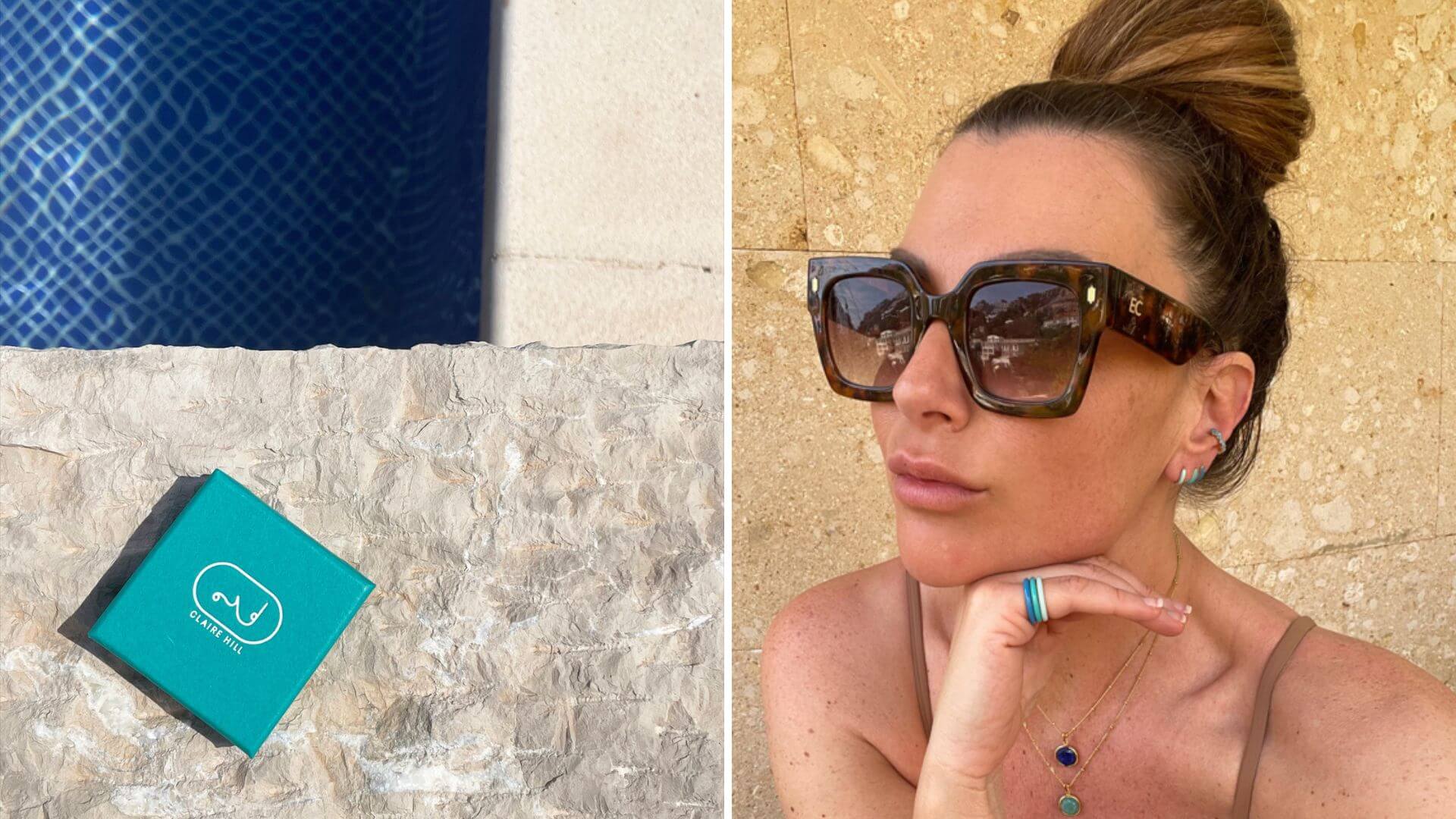 Lorna wears enameled coloured huggies on holiday