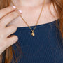model wears 18k gold vermeil Lemon Charm Pendant Necklace - Claire Hill Designs