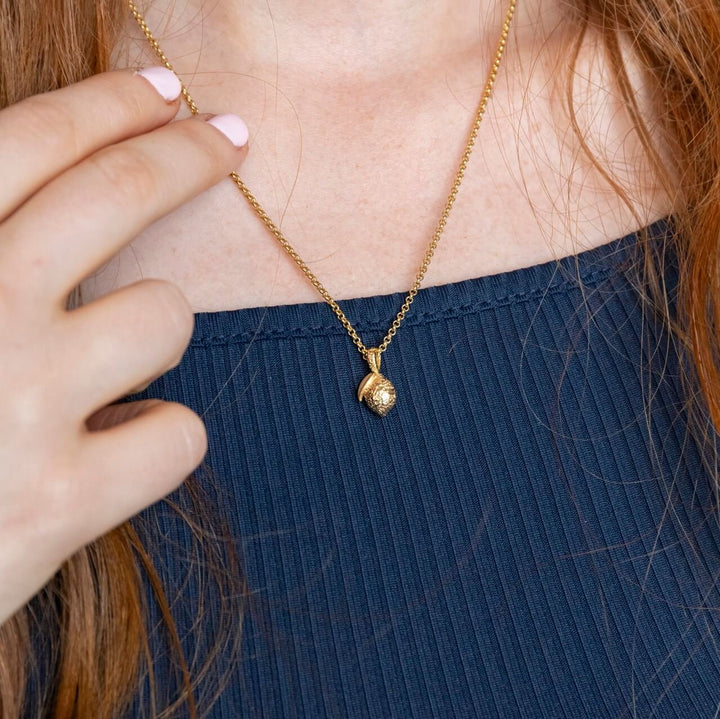 model wears 18k gold vermeil Lemon Charm Pendant Necklace - Claire Hill Designs