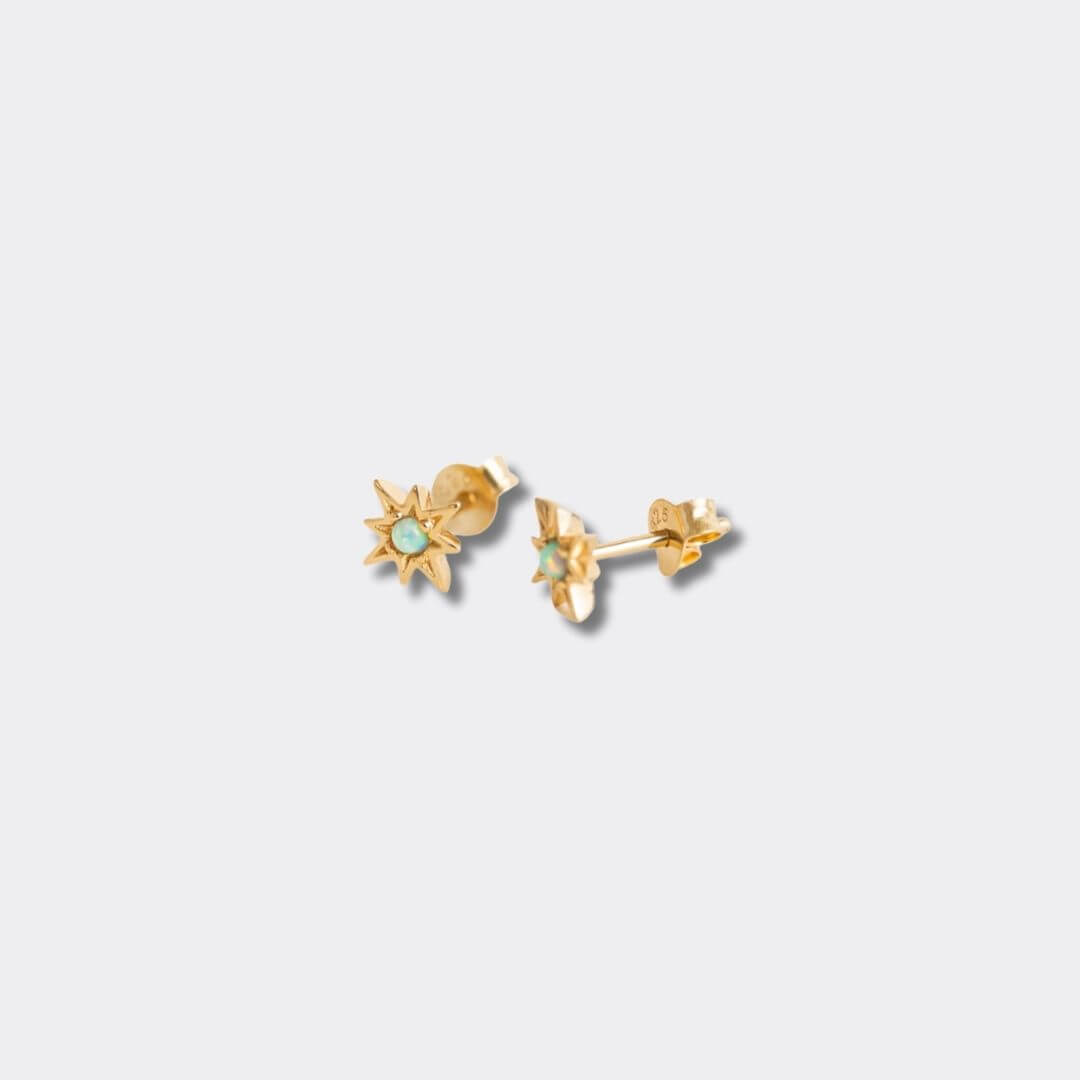 Opal Gold Star Mini Stud Earrings