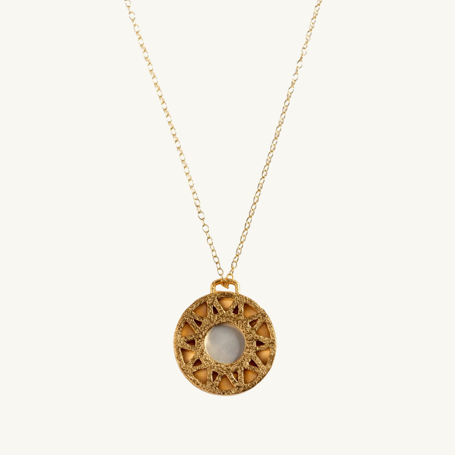 Mother of Pearl Gold Geometric Disc Necklace