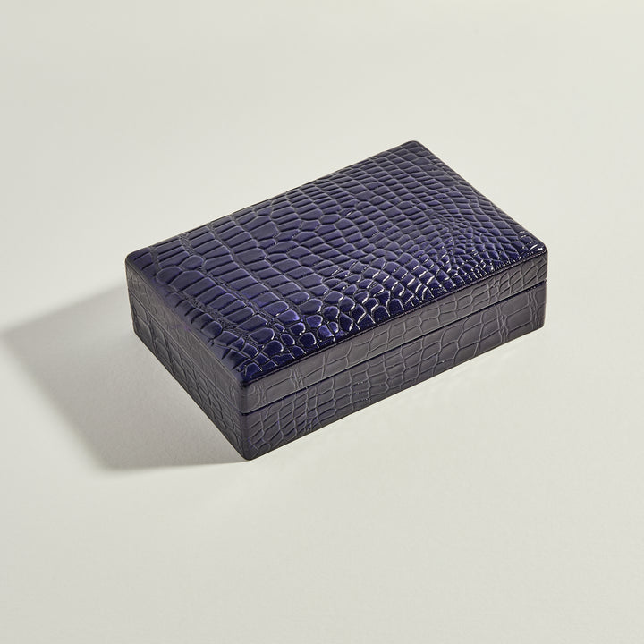 Navy leather jewellery case