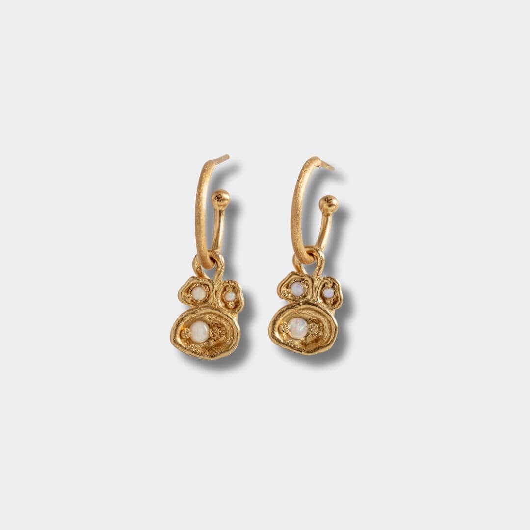 Opal Gold Lichen Hoop Earrings