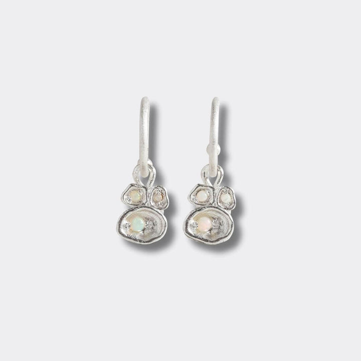 Opal Silver Lichen Hoop Earrings