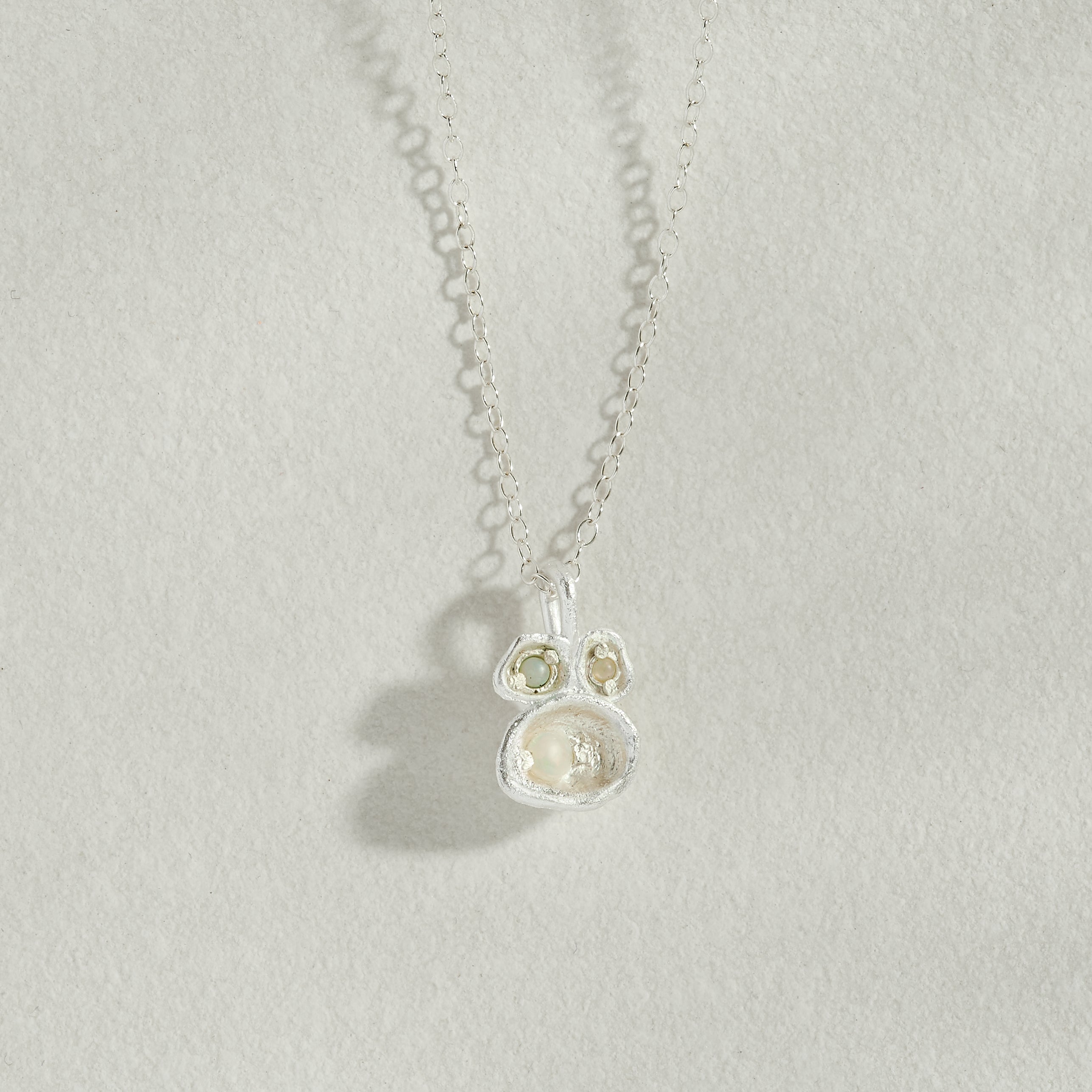 Opal Silver Lichen Pendant Necklace
