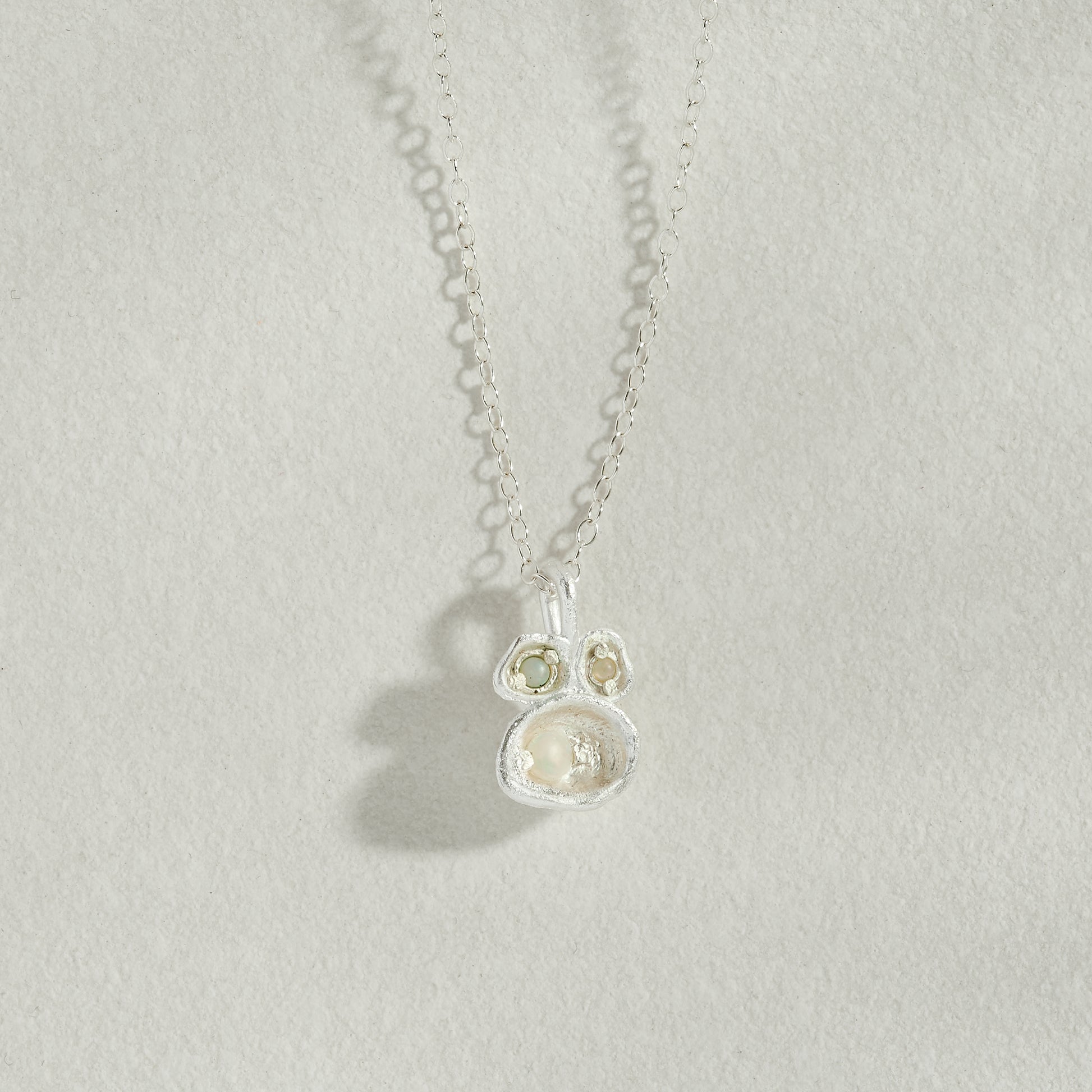 Opal Silver Lichen Pendant Necklace