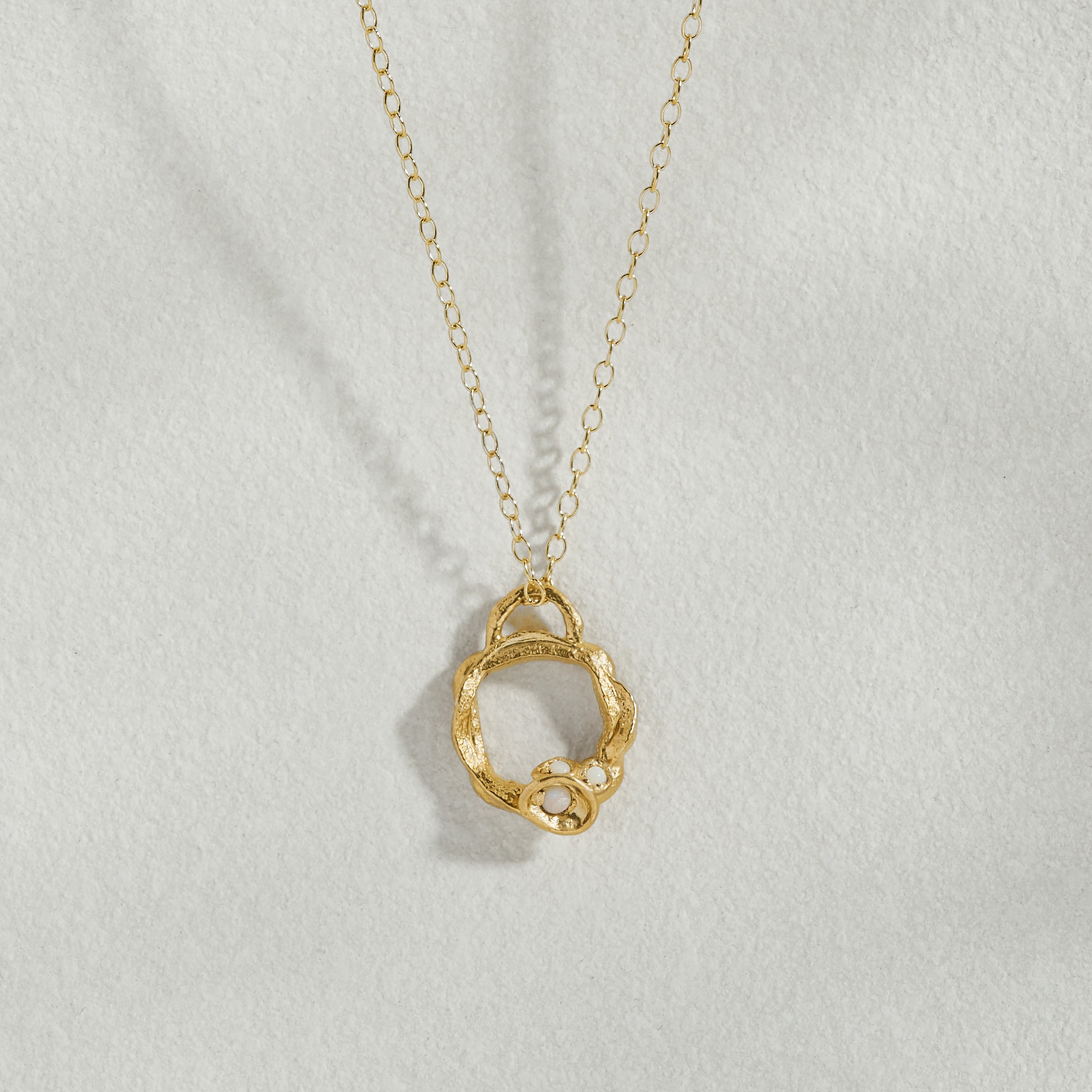 Opal Gold Circle Necklace (Small)