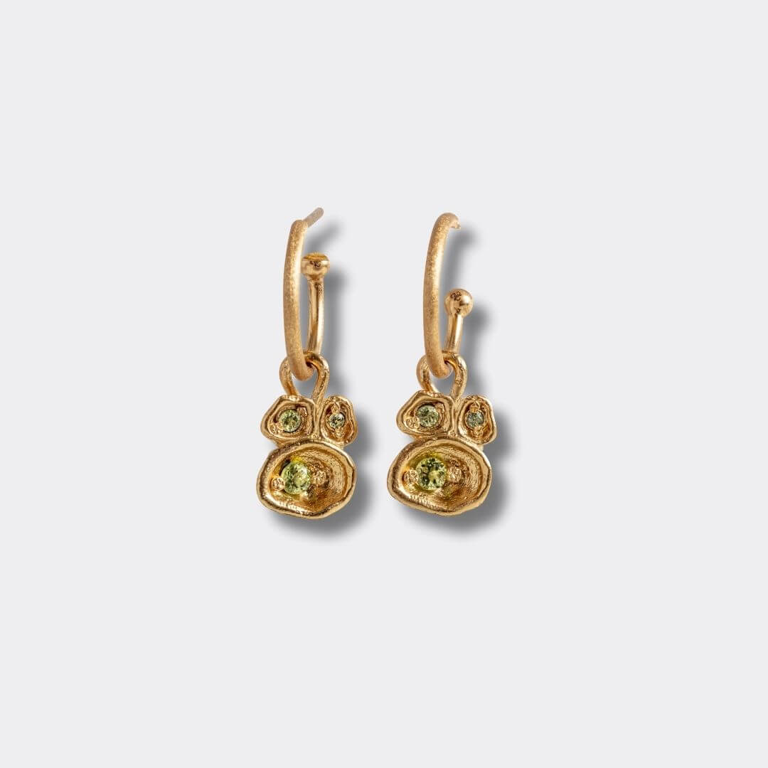 Peridot Gold Vermeil Lichen Hoop Earrings
