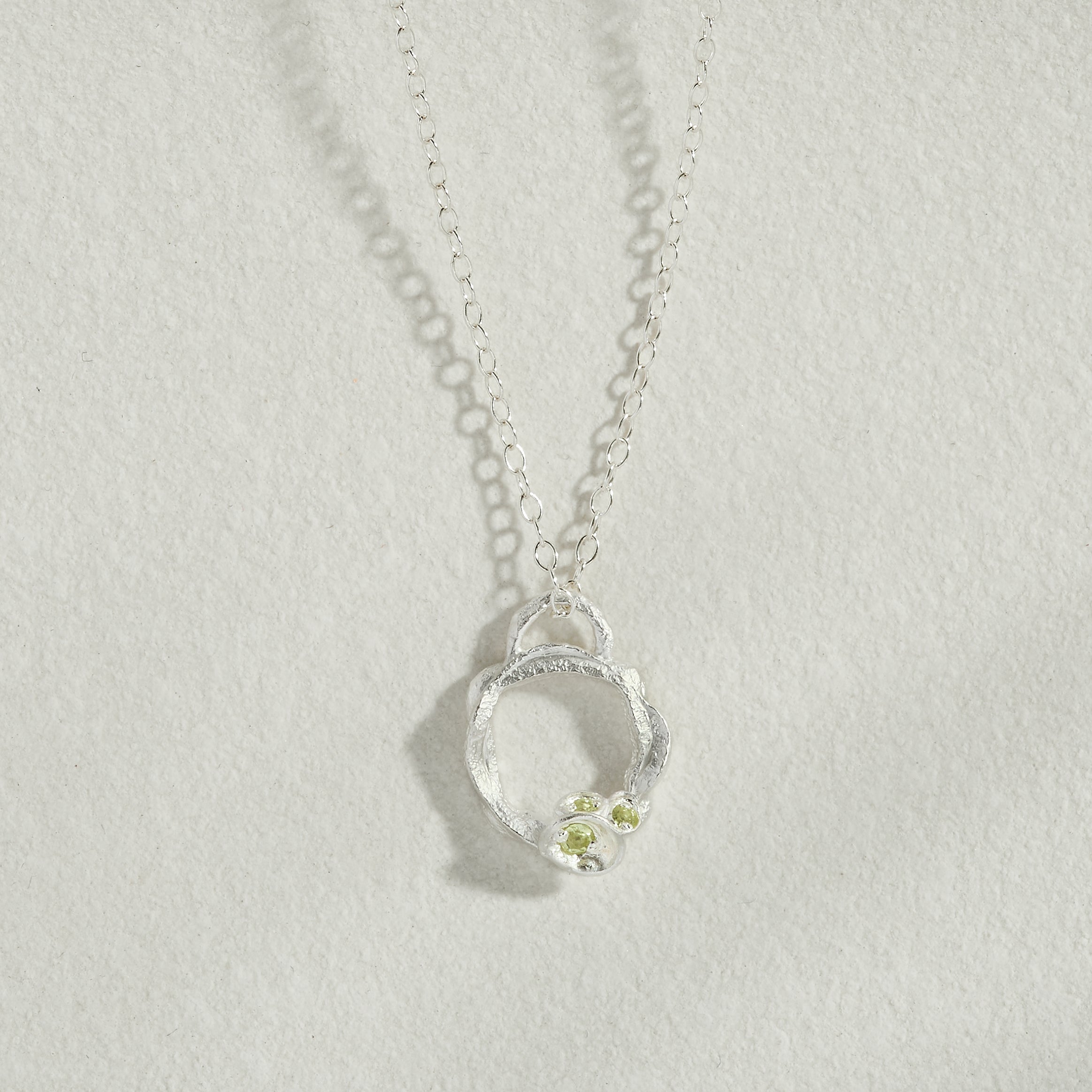 Peridot Silver Circle Necklace (Small)