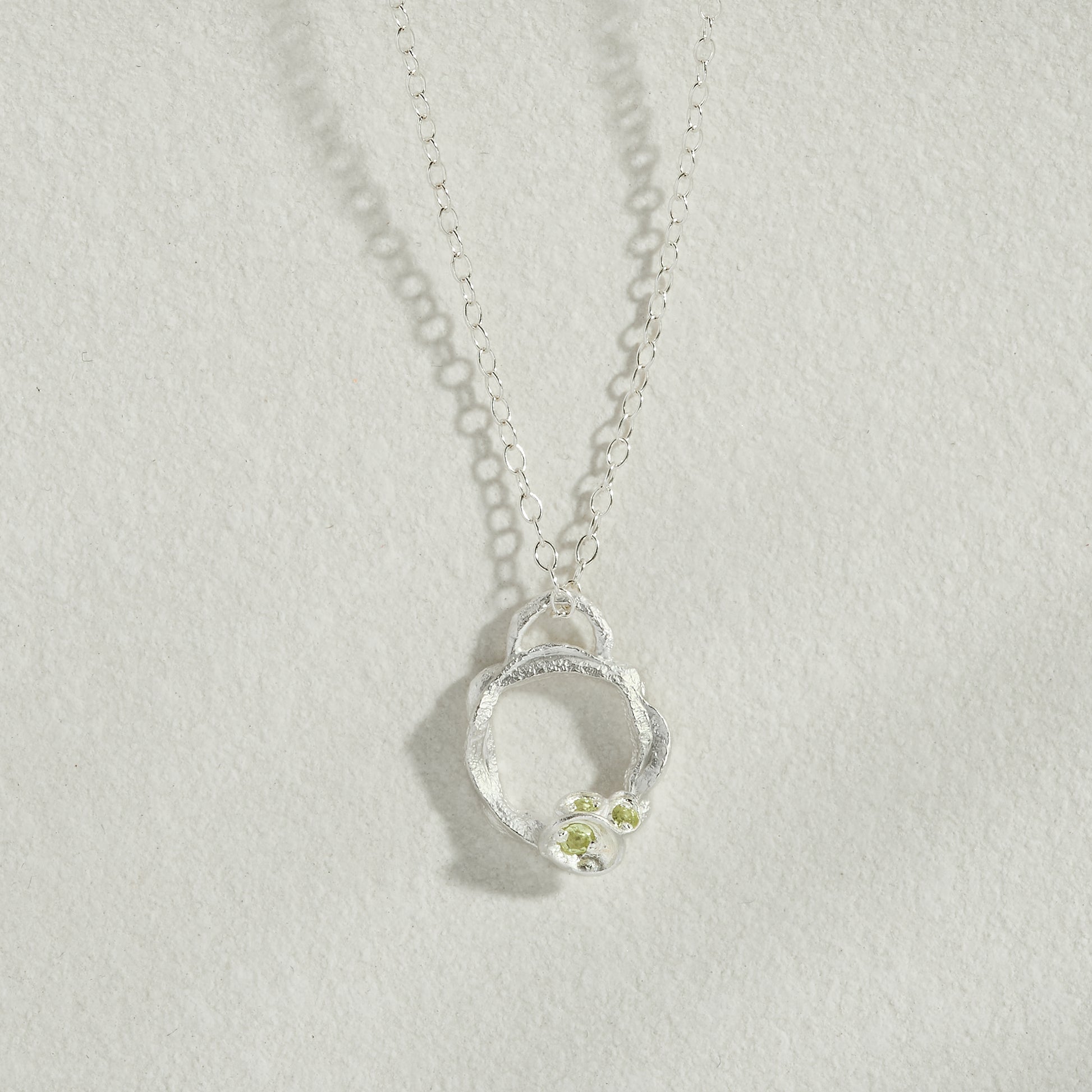 Peridot Silver Circle Necklace (Small)