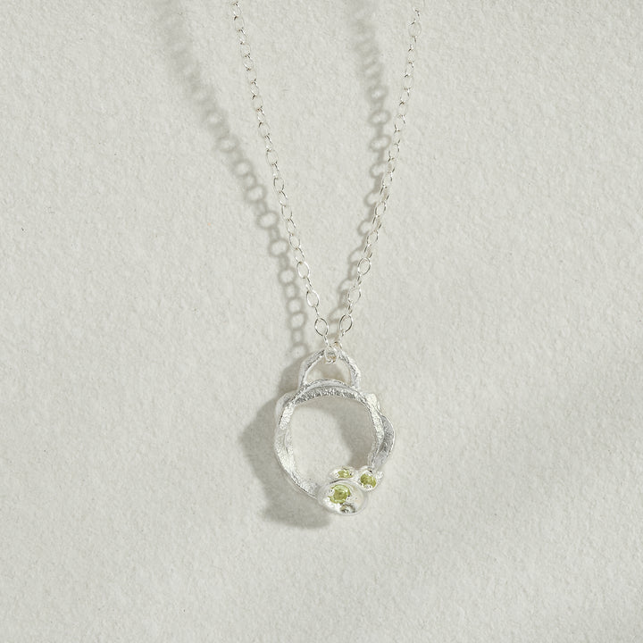 Peridot Silver Circle Necklace (Small)