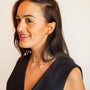 model wears Pink Ruby 9ct Solid Gold Chain Stud Earrings